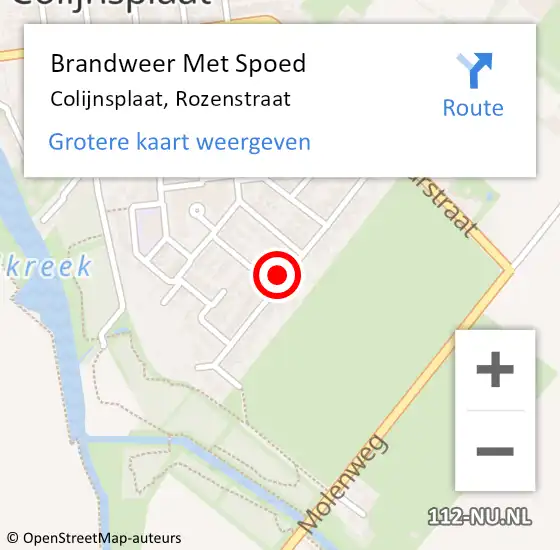 Locatie op kaart van de 112 melding: Brandweer Met Spoed Naar Colijnsplaat, Rozenstraat op 13 oktober 2022 20:42