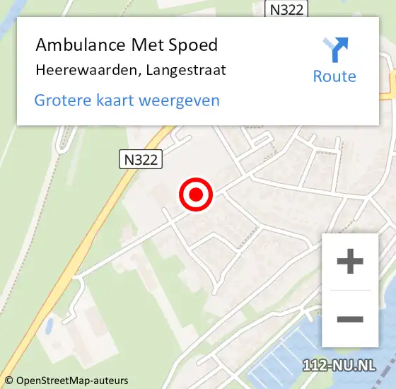 Locatie op kaart van de 112 melding: Ambulance Met Spoed Naar Heerewaarden, Langestraat op 13 oktober 2022 20:57