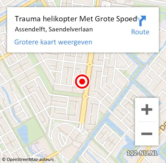 Locatie op kaart van de 112 melding: Trauma helikopter Met Grote Spoed Naar Assendelft, Saendelverlaan op 13 oktober 2022 21:20