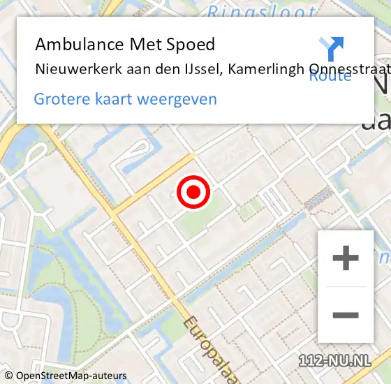 Locatie op kaart van de 112 melding: Ambulance Met Spoed Naar Nieuwerkerk aan den IJssel, Kamerlingh Onnesstraat op 13 oktober 2022 22:39