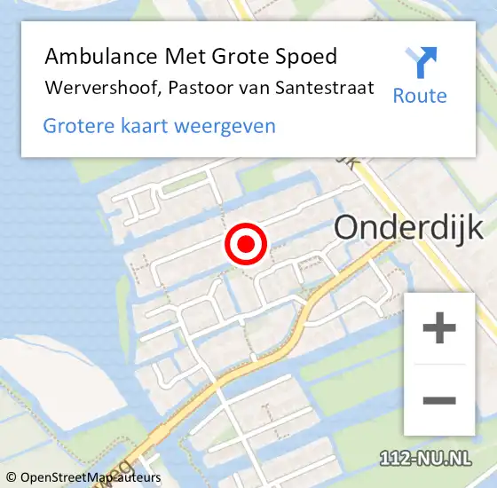 Locatie op kaart van de 112 melding: Ambulance Met Grote Spoed Naar Wervershoof, Pastoor van Santestraat op 13 oktober 2022 22:42