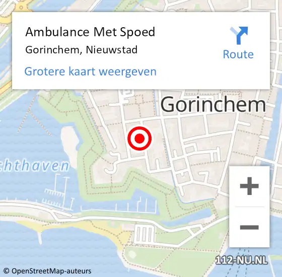 Locatie op kaart van de 112 melding: Ambulance Met Spoed Naar Gorinchem, Nieuwstad op 13 oktober 2022 22:54