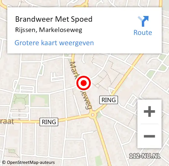 Locatie op kaart van de 112 melding: Brandweer Met Spoed Naar Rijssen, Markeloseweg op 13 oktober 2022 22:59