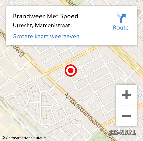 Locatie op kaart van de 112 melding: Brandweer Met Spoed Naar Utrecht, Marconistraat op 13 oktober 2022 23:10