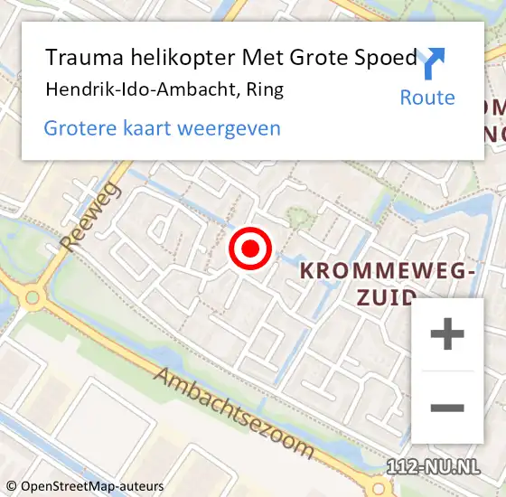 Locatie op kaart van de 112 melding: Trauma helikopter Met Grote Spoed Naar Hendrik-Ido-Ambacht, Ring op 13 oktober 2022 23:41