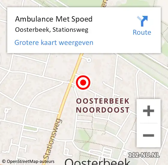 Locatie op kaart van de 112 melding: Ambulance Met Spoed Naar Oosterbeek, Stationsweg op 14 oktober 2022 00:15