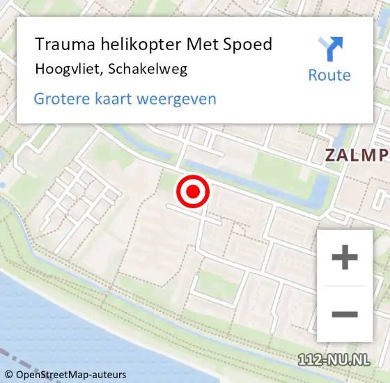 Locatie op kaart van de 112 melding: Trauma helikopter Met Spoed Naar Hoogvliet, Schakelweg op 14 oktober 2022 00:15