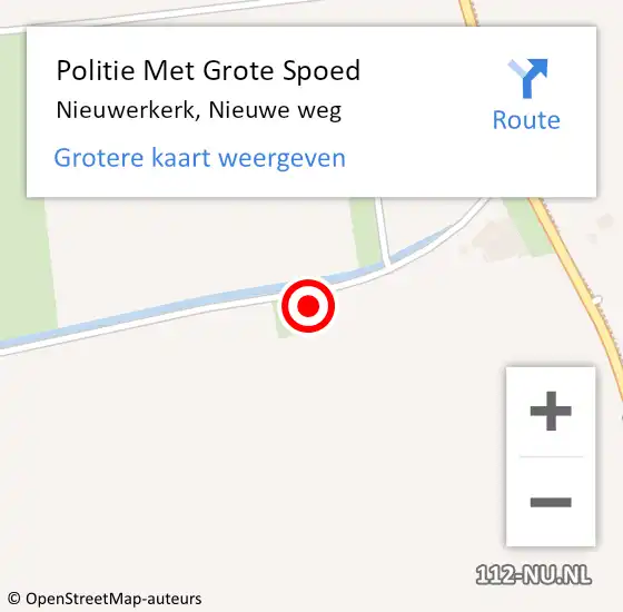 Locatie op kaart van de 112 melding: Politie Met Grote Spoed Naar Nieuwerkerk, Nieuwe weg op 14 oktober 2022 00:21