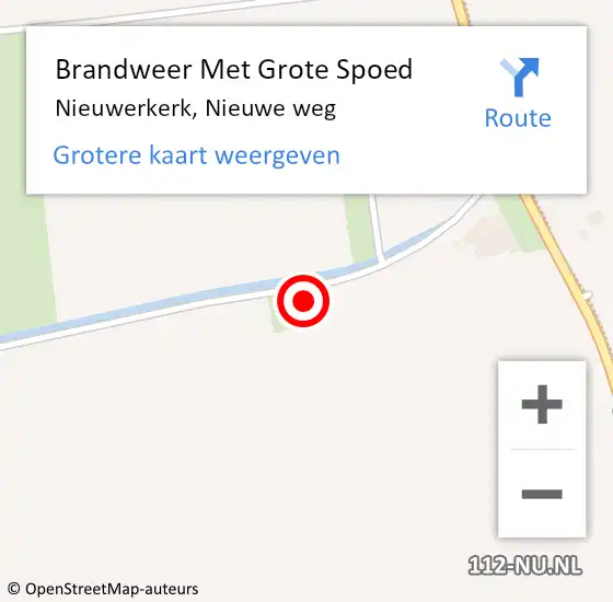 Locatie op kaart van de 112 melding: Brandweer Met Grote Spoed Naar Nieuwerkerk, Nieuwe weg op 14 oktober 2022 00:21