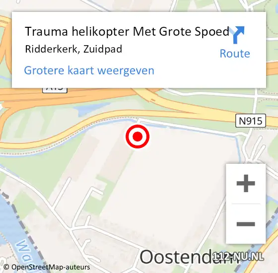 Locatie op kaart van de 112 melding: Trauma helikopter Met Grote Spoed Naar Ridderkerk, Zuidpad op 14 oktober 2022 00:21