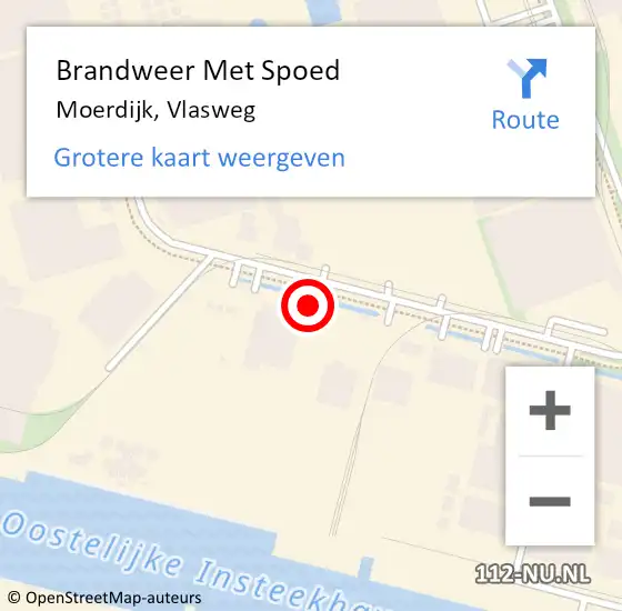 Locatie op kaart van de 112 melding: Brandweer Met Spoed Naar Moerdijk, Vlasweg op 14 oktober 2022 00:50