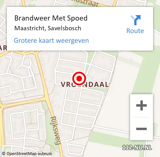 Locatie op kaart van de 112 melding: Brandweer Met Spoed Naar Maastricht, Savelsbosch op 14 oktober 2022 00:56