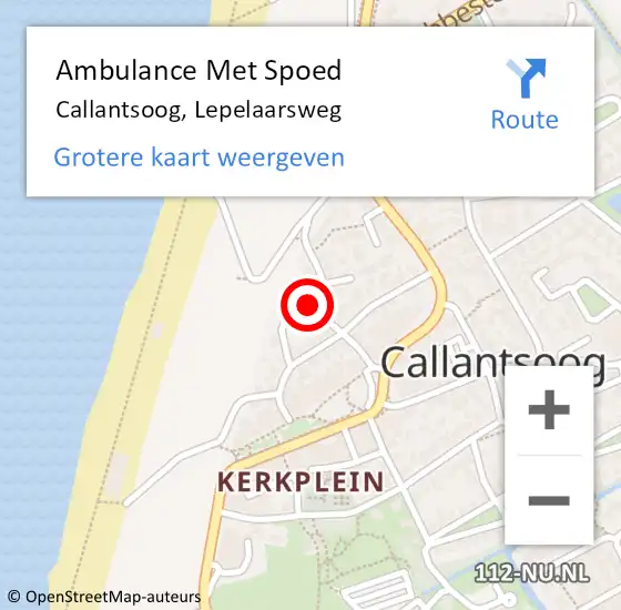 Locatie op kaart van de 112 melding: Ambulance Met Spoed Naar Callantsoog, Lepelaarsweg op 1 augustus 2014 13:03