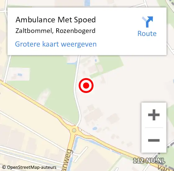 Locatie op kaart van de 112 melding: Ambulance Met Spoed Naar Zaltbommel, Rozenbogerd op 14 oktober 2022 01:48