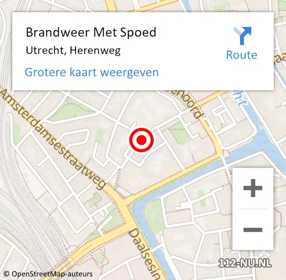 Locatie op kaart van de 112 melding: Brandweer Met Spoed Naar Utrecht, Herenweg op 14 oktober 2022 03:55