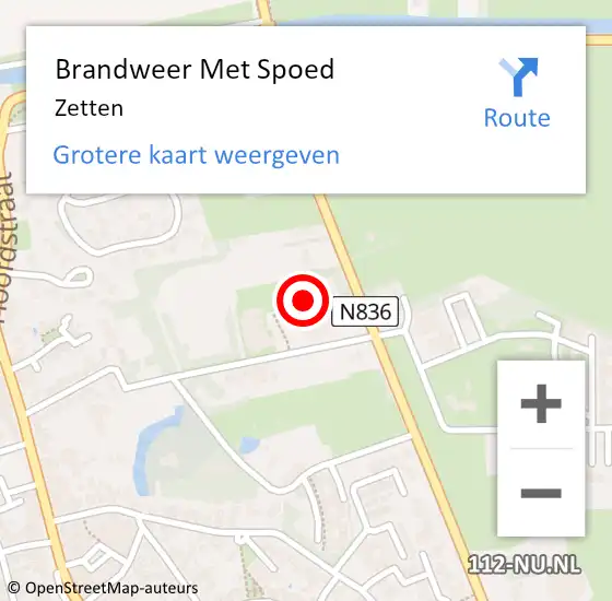 Locatie op kaart van de 112 melding: Brandweer Met Spoed Naar Zetten op 14 oktober 2022 04:57