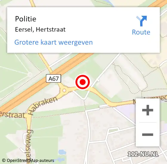 Locatie op kaart van de 112 melding: Politie Eersel, Hertstraat op 14 oktober 2022 05:25