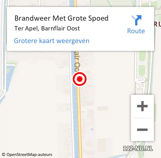 Locatie op kaart van de 112 melding: Brandweer Met Grote Spoed Naar Ter Apel, Barnflair Oost op 14 oktober 2022 05:52