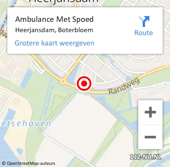 Locatie op kaart van de 112 melding: Ambulance Met Spoed Naar Heerjansdam, Boterbloem op 14 oktober 2022 06:16