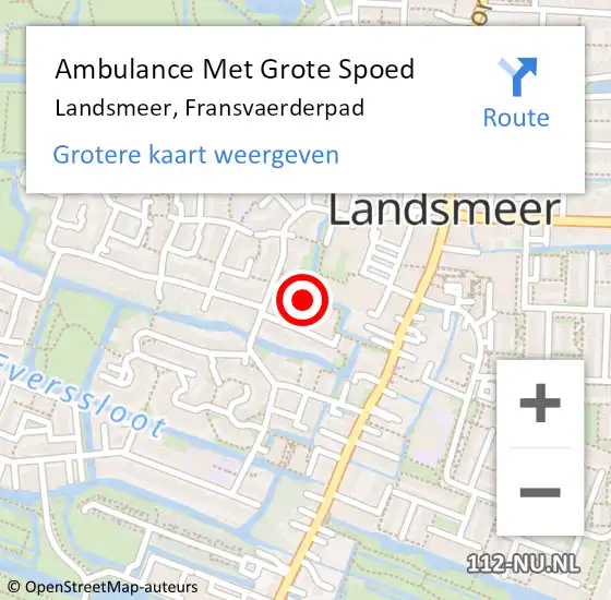 Locatie op kaart van de 112 melding: Ambulance Met Grote Spoed Naar Landsmeer, Fransvaerderpad op 14 oktober 2022 06:18