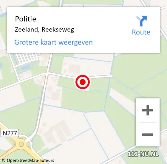 Locatie op kaart van de 112 melding: Politie Zeeland, Reekseweg op 14 oktober 2022 07:44