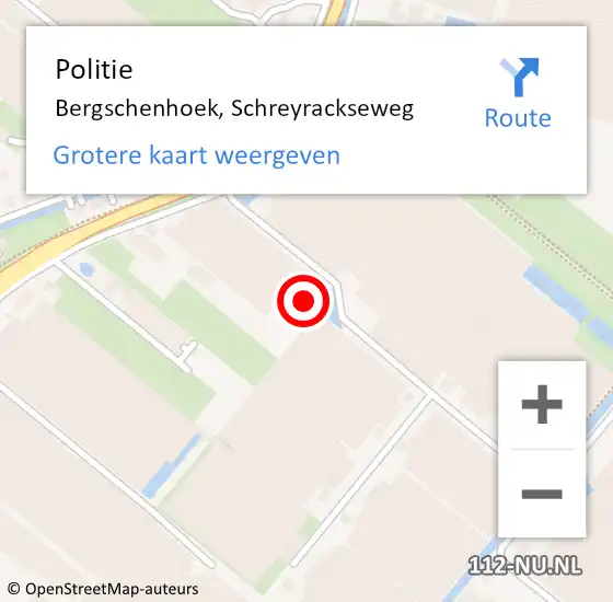 Locatie op kaart van de 112 melding: Politie Bergschenhoek, Schreyrackseweg op 14 oktober 2022 08:01