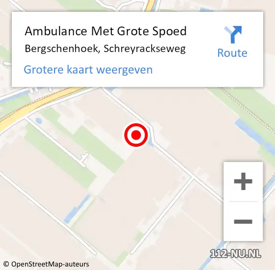 Locatie op kaart van de 112 melding: Ambulance Met Grote Spoed Naar Bergschenhoek, Schreyrackseweg op 14 oktober 2022 08:01