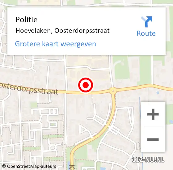 Locatie op kaart van de 112 melding: Politie Hoevelaken, Oosterdorpsstraat op 14 oktober 2022 08:02