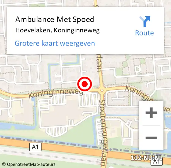 Locatie op kaart van de 112 melding: Ambulance Met Spoed Naar Hoevelaken, Koninginneweg op 14 oktober 2022 08:09