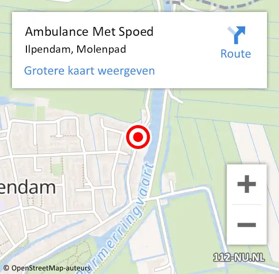 Locatie op kaart van de 112 melding: Ambulance Met Spoed Naar Ilpendam, Molenpad op 14 oktober 2022 08:28