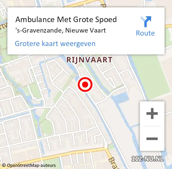 Locatie op kaart van de 112 melding: Ambulance Met Grote Spoed Naar 's-Gravenzande, Nieuwe Vaart op 14 oktober 2022 08:39