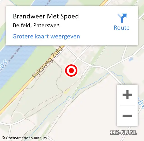 Locatie op kaart van de 112 melding: Brandweer Met Spoed Naar Belfeld, Patersweg op 14 oktober 2022 08:50