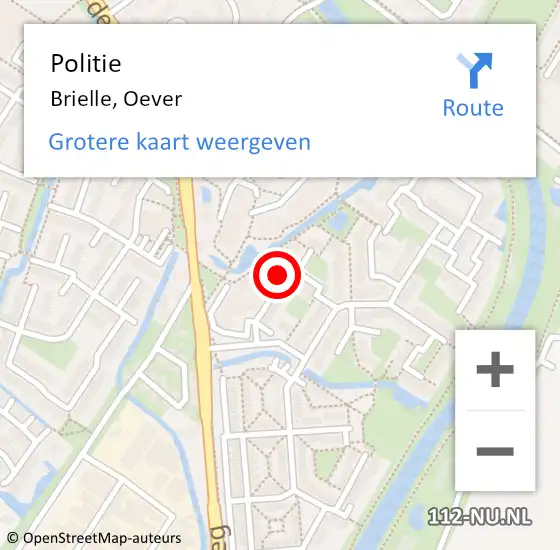 Locatie op kaart van de 112 melding: Politie Brielle, Oever op 14 oktober 2022 08:52