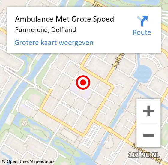 Locatie op kaart van de 112 melding: Ambulance Met Grote Spoed Naar Purmerend, Delfland op 14 oktober 2022 08:52