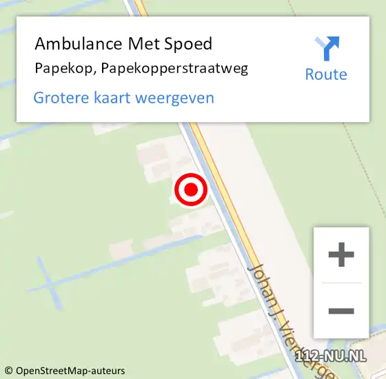 Locatie op kaart van de 112 melding: Ambulance Met Spoed Naar Papekop, Papekopperstraatweg op 1 augustus 2014 13:23