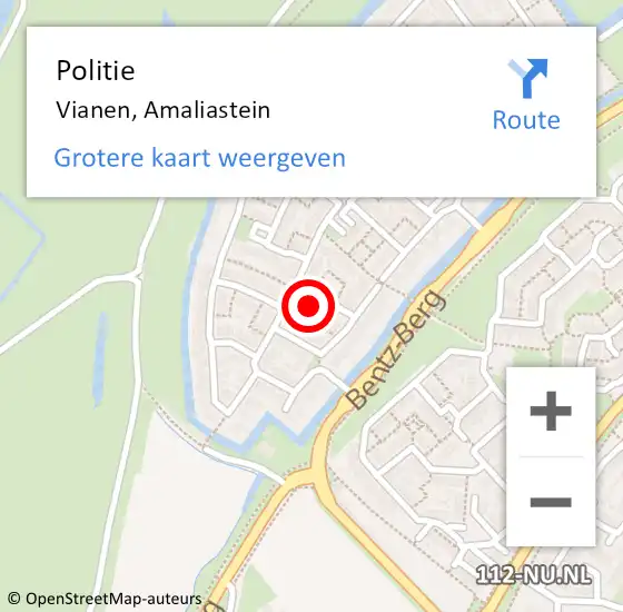 Locatie op kaart van de 112 melding: Politie Vianen, Amaliastein op 14 oktober 2022 09:22