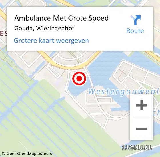 Locatie op kaart van de 112 melding: Ambulance Met Grote Spoed Naar Gouda, Wieringenhof op 14 oktober 2022 09:29