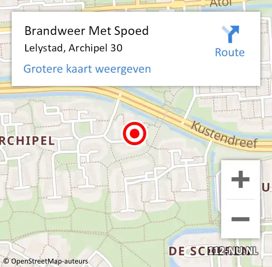 Locatie op kaart van de 112 melding: Brandweer Met Spoed Naar Lelystad, Archipel 30 op 14 oktober 2022 09:35