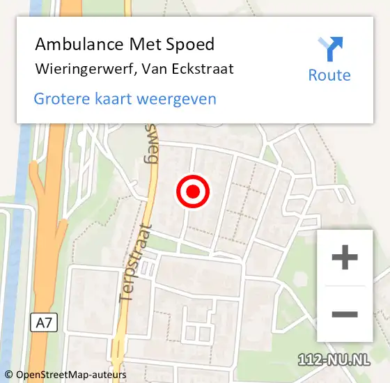 Locatie op kaart van de 112 melding: Ambulance Met Spoed Naar Wieringerwerf, Van Eckstraat op 14 oktober 2022 10:09