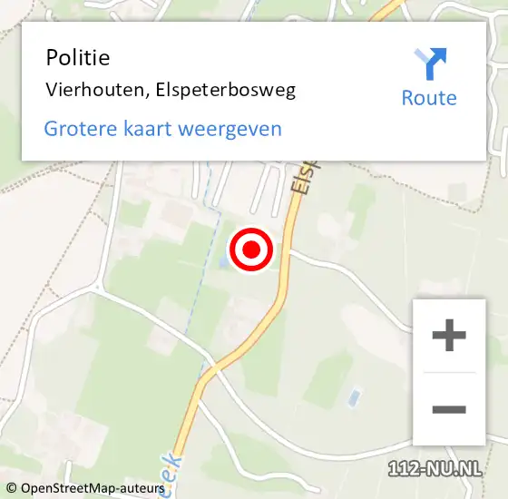 Locatie op kaart van de 112 melding: Politie Vierhouten, Elspeterbosweg op 14 oktober 2022 10:11