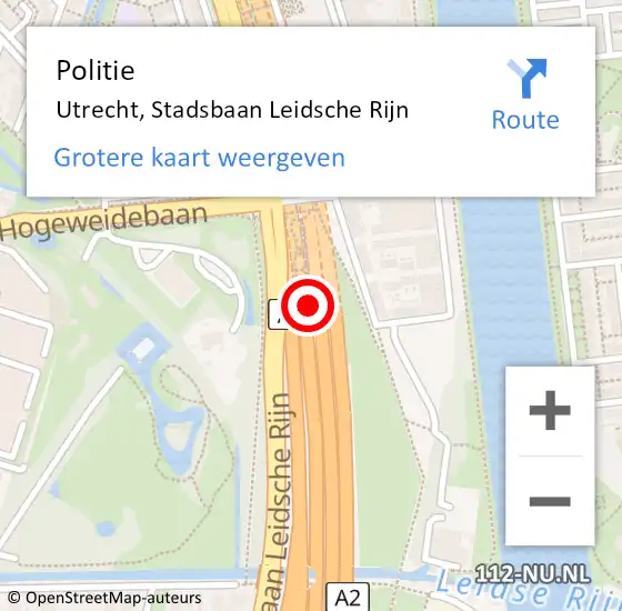 Locatie op kaart van de 112 melding: Politie Utrecht, Stadsbaan Leidsche Rijn op 14 oktober 2022 10:16