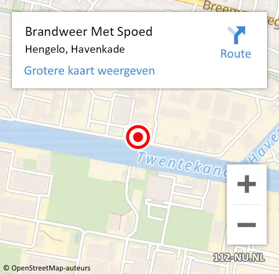 Locatie op kaart van de 112 melding: Brandweer Met Spoed Naar Hengelo, Havenkade op 14 oktober 2022 10:33