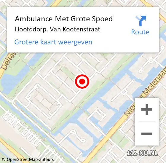 Locatie op kaart van de 112 melding: Ambulance Met Grote Spoed Naar Hoofddorp, Van Kootenstraat op 14 oktober 2022 10:36