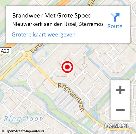 Locatie op kaart van de 112 melding: Brandweer Met Grote Spoed Naar Nieuwerkerk aan den IJssel, Sterremos op 14 oktober 2022 10:39