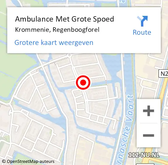 Locatie op kaart van de 112 melding: Ambulance Met Grote Spoed Naar Krommenie, Regenboogforel op 14 oktober 2022 10:47