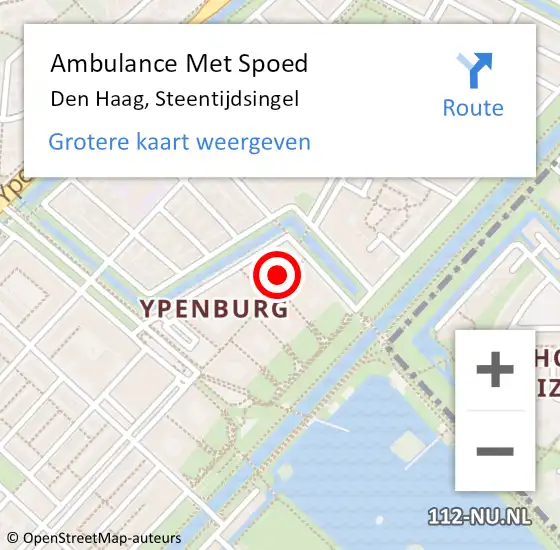 Locatie op kaart van de 112 melding: Ambulance Met Spoed Naar Den Haag, Steentijdsingel op 14 oktober 2022 10:53