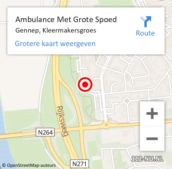 Locatie op kaart van de 112 melding: Ambulance Met Grote Spoed Naar Gennep, Kleermakersgroes op 14 oktober 2022 10:56