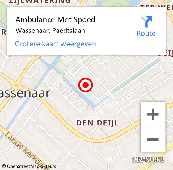 Locatie op kaart van de 112 melding: Ambulance Met Spoed Naar Wassenaar, Paedtslaan op 14 oktober 2022 10:56