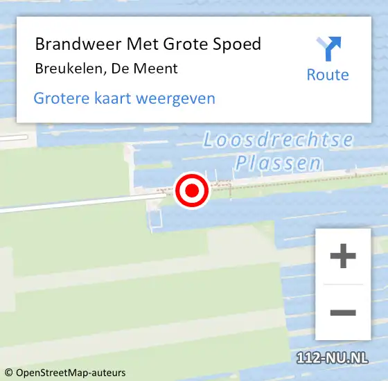 Locatie op kaart van de 112 melding: Brandweer Met Grote Spoed Naar Breukelen, De Meent op 1 augustus 2014 13:32