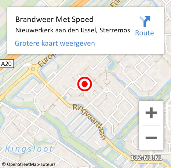 Locatie op kaart van de 112 melding: Brandweer Met Spoed Naar Nieuwerkerk aan den IJssel, Sterremos op 14 oktober 2022 10:59